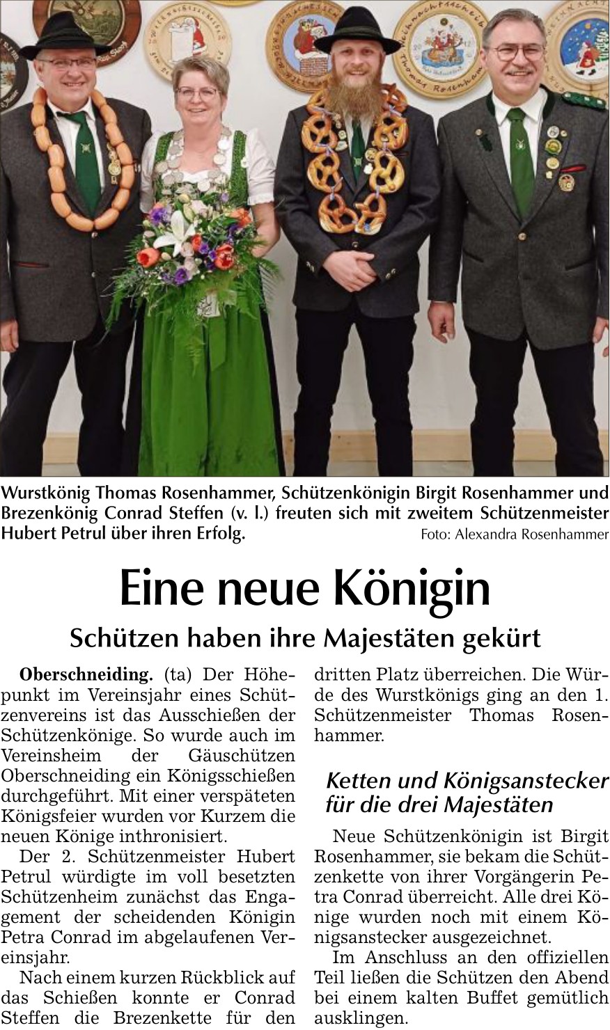 2024 02 05 Bogener Zeitung Eine neue Konigin
